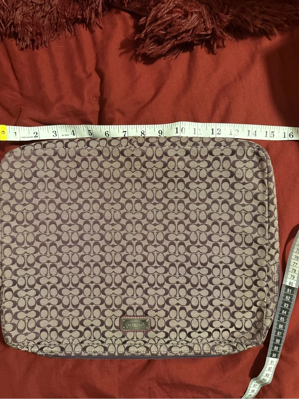 Coach Purple and Tan Signature Laptop Sleeve